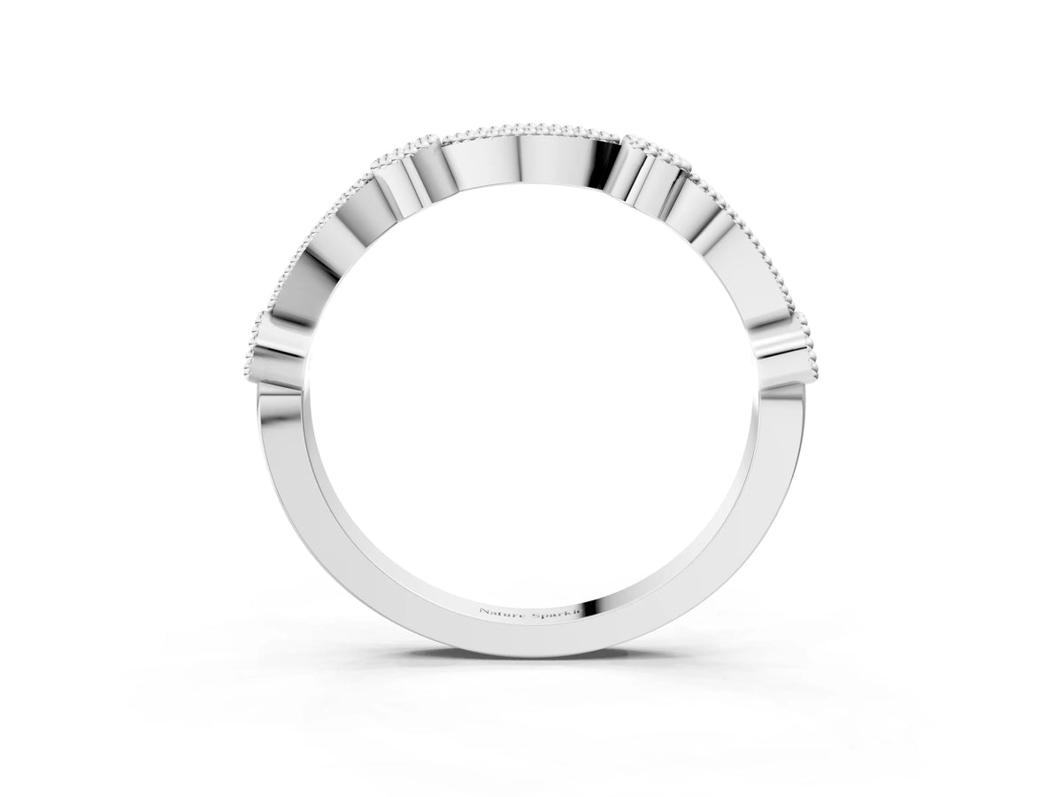 White gold Milgrain Bezel and Marquise Diamond Band_3