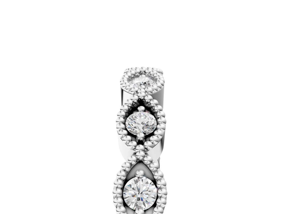 White gold Milgrain Marquise Diamond Half Eternity Band with Bezel Setting_5