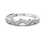 White gold Milgrain Pavé Round Diamond Curved Band