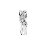 White gold Milgrain Pavé Round Diamond Curved Band_5