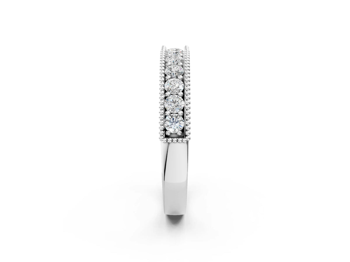 White gold Milgrain Round Diamond Pavé Chevron Band_2