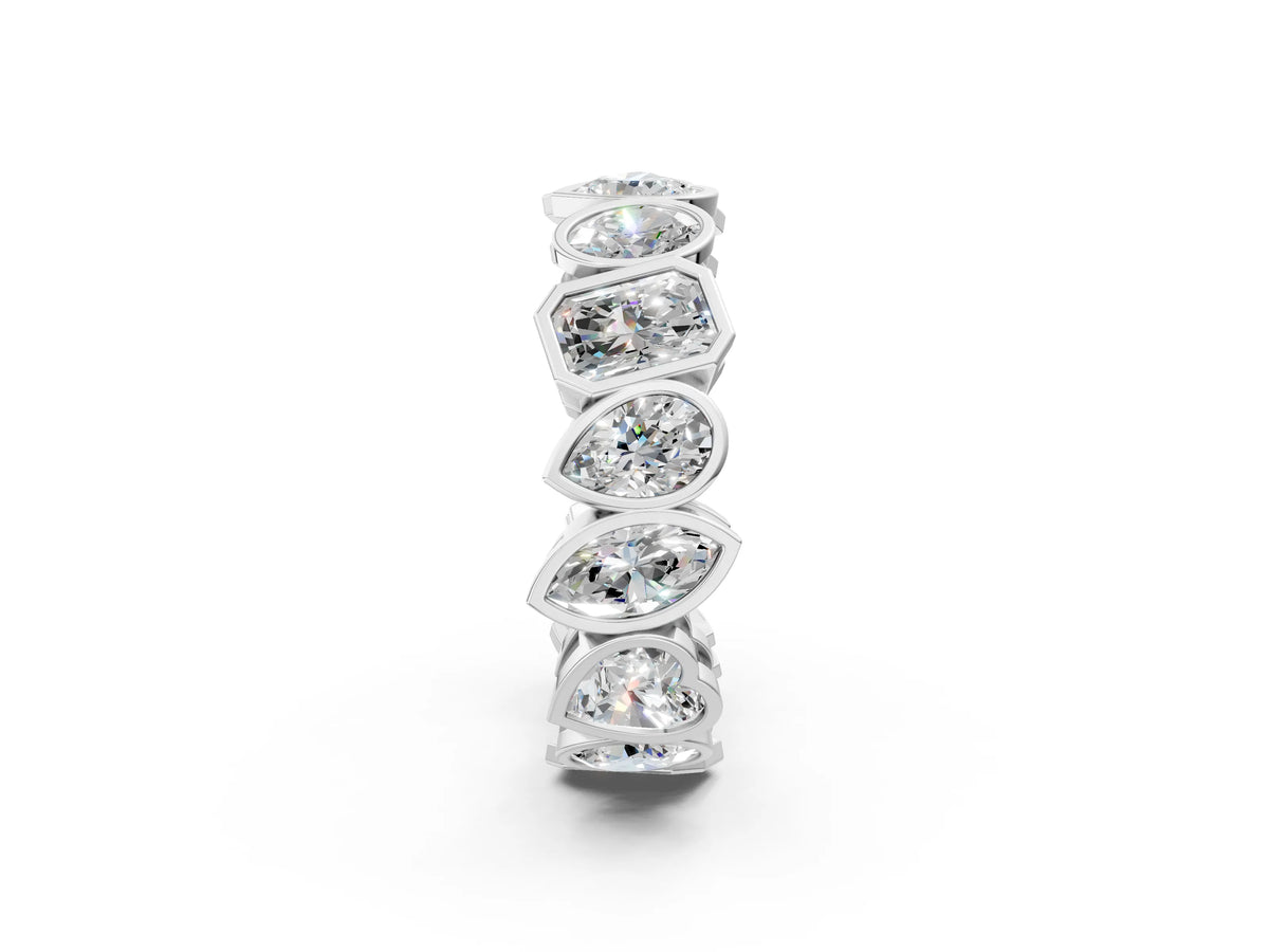 White gold Mixed Shape Diamond Bezel Set Eternity Wedding Band_2