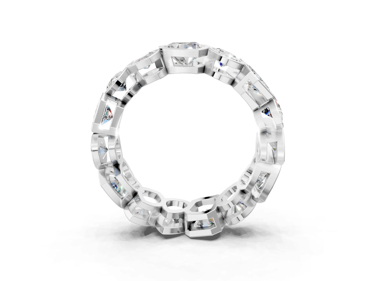 White gold Mixed Shape Diamond Bezel Set Eternity Wedding Band_3