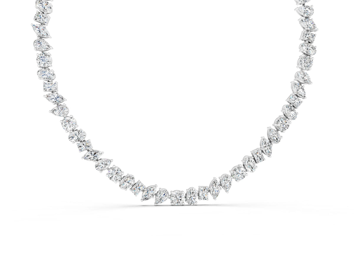 White gold Mixed Shape Diamond Tennis Necklace