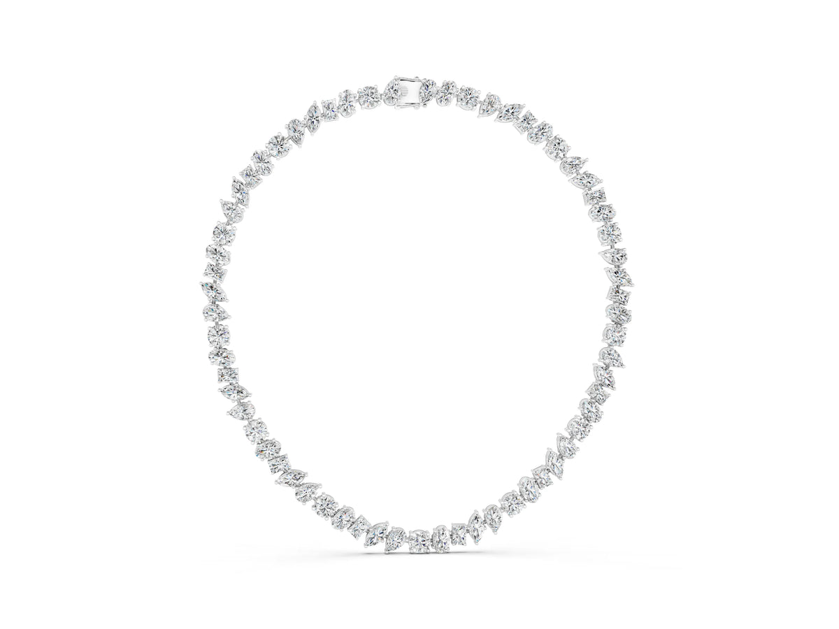 White gold Mixed Shape Diamond Tennis Necklace_1