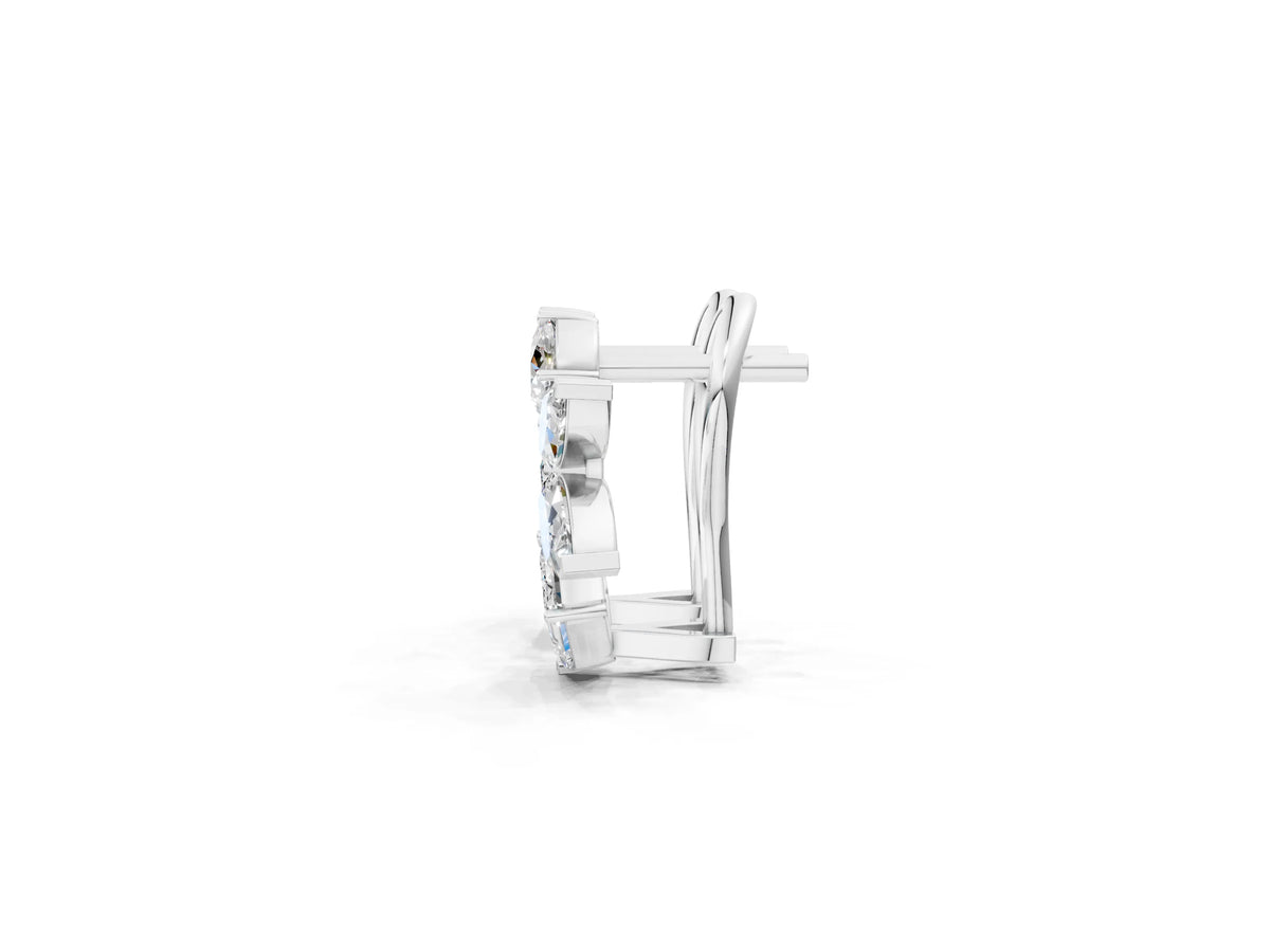 White gold Multi-Shape Diamond Cluster Stud Earrings_1