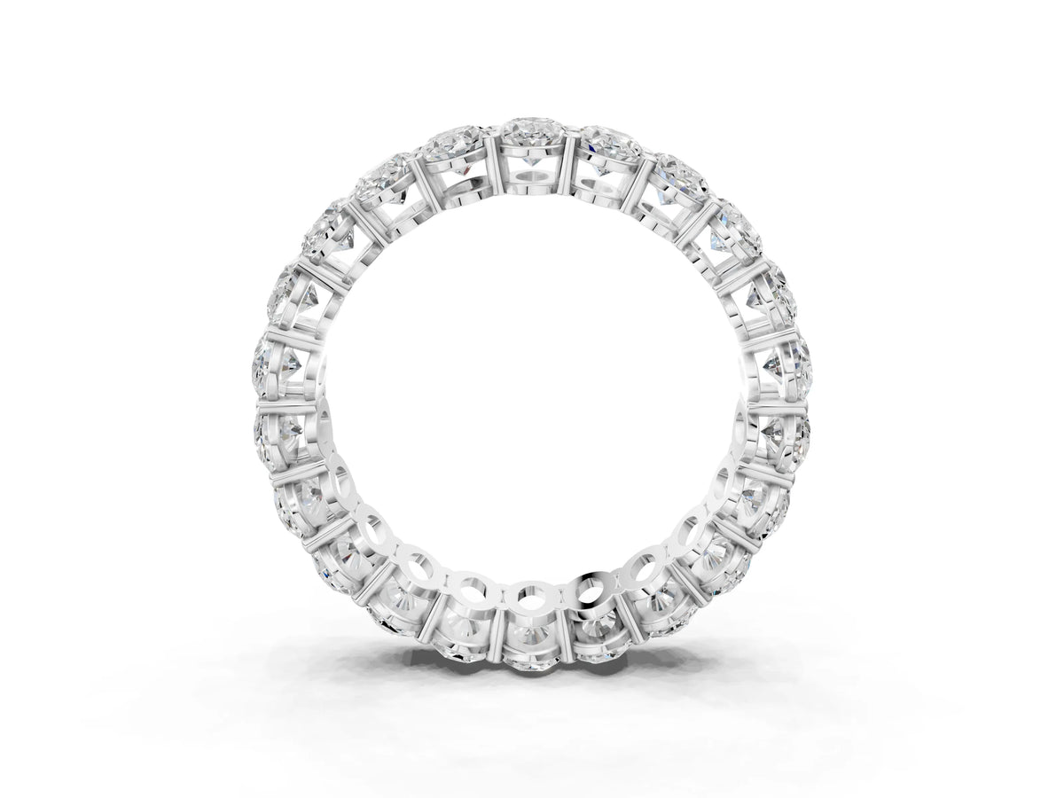 White gold Oval Cut Diamond Eternity Band with Shared Prong Setting_3