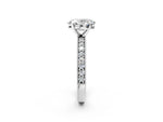 White gold Oval Cut Diamond Milgrain Pavé Engagement Ring with Four-Prong Setting_2