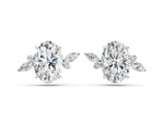 White gold Oval Cut Diamond Nature-Inspired Stud Earrings with Marquise and Round Accents