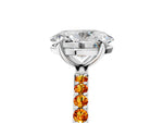 White gold Oval Cut Diamond Solitaire Ring with Round Citrine Pavé Band and Prong Setting_5
