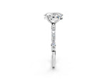 White gold Oval Cut Diamond Solitaire Ring with Round Moissanite Pavé Band and Prong Setting_2