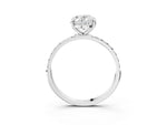 White gold Oval Cut Diamond Solitaire Ring with Round Moissanite Pavé Band and Prong Setting_3