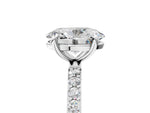 White gold Oval Cut Diamond Solitaire Ring with Round Moissanite Pavé Band and Prong Setting_5
