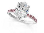 White gold Oval Cut Diamond Solitaire Ring with Round Morganite Pavé Band and Prong Setting_1