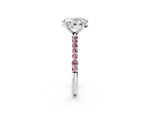 White gold Oval Cut Diamond Solitaire Ring with Round Morganite Pavé Band and Prong Setting_2