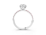 White gold Oval Cut Diamond Solitaire Ring with Round Morganite Pavé Band and Prong Setting_3