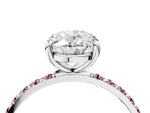 White gold Oval Cut Diamond Solitaire Ring with Round Morganite Pavé Band and Prong Setting_4