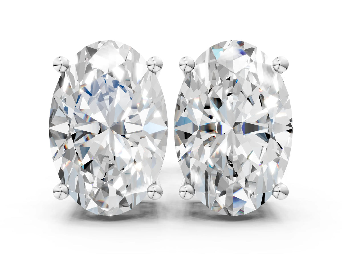 White gold Oval Cut Diamond Stud Earrings