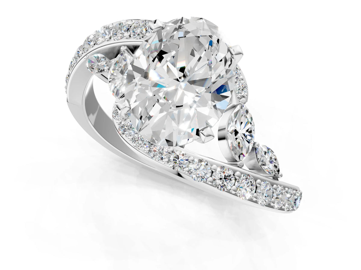 White gold Oval Cut Solitaire with Pavé Twist Band and Four-Prong Setting_1