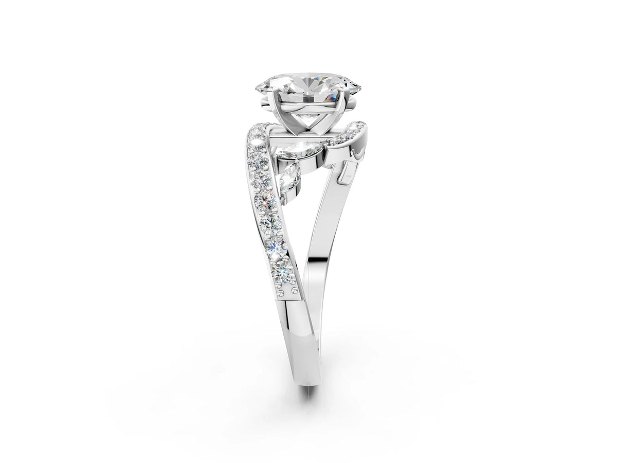 White gold Oval Cut Solitaire with Pavé Twist Band and Four-Prong Setting_2