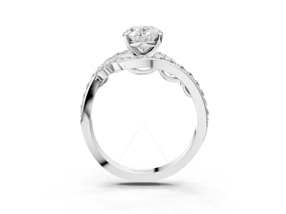 White gold Oval Cut Solitaire with Pavé Twist Band and Four-Prong Setting_3