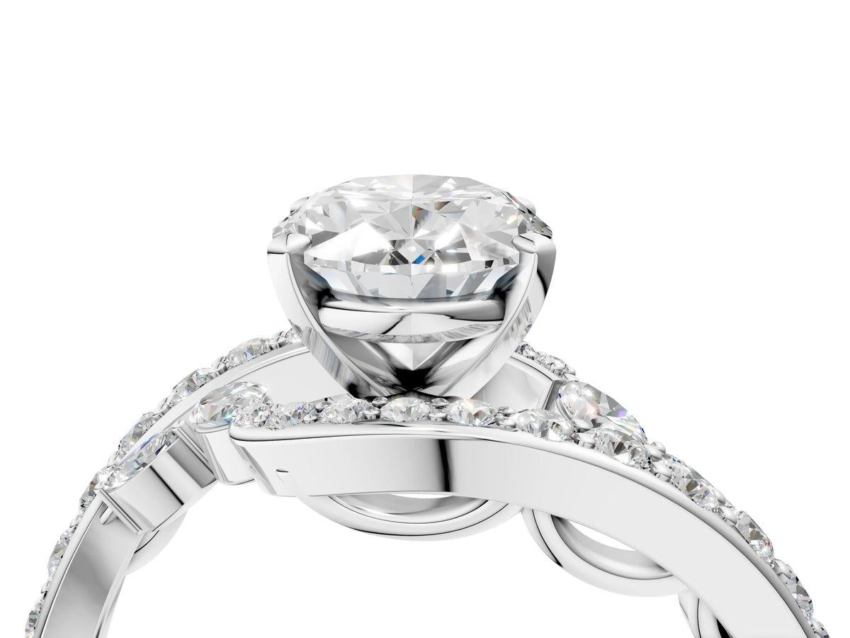 White gold Oval Cut Solitaire with Pavé Twist Band and Four-Prong Setting_4