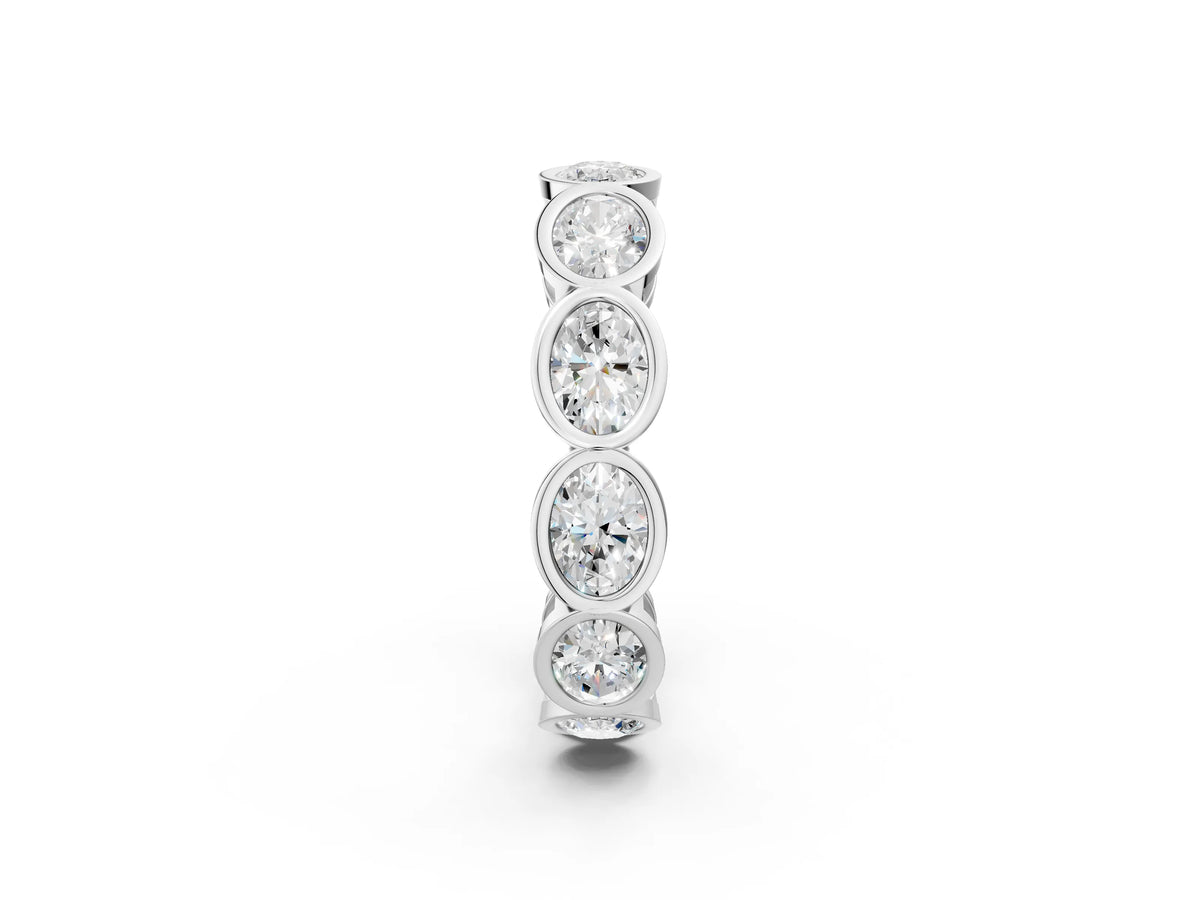 White gold Oval Diamond Bezel Set Eternity Wedding Band_2