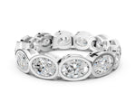 White gold Oval Diamond Bezel Set Eternity Wedding Band