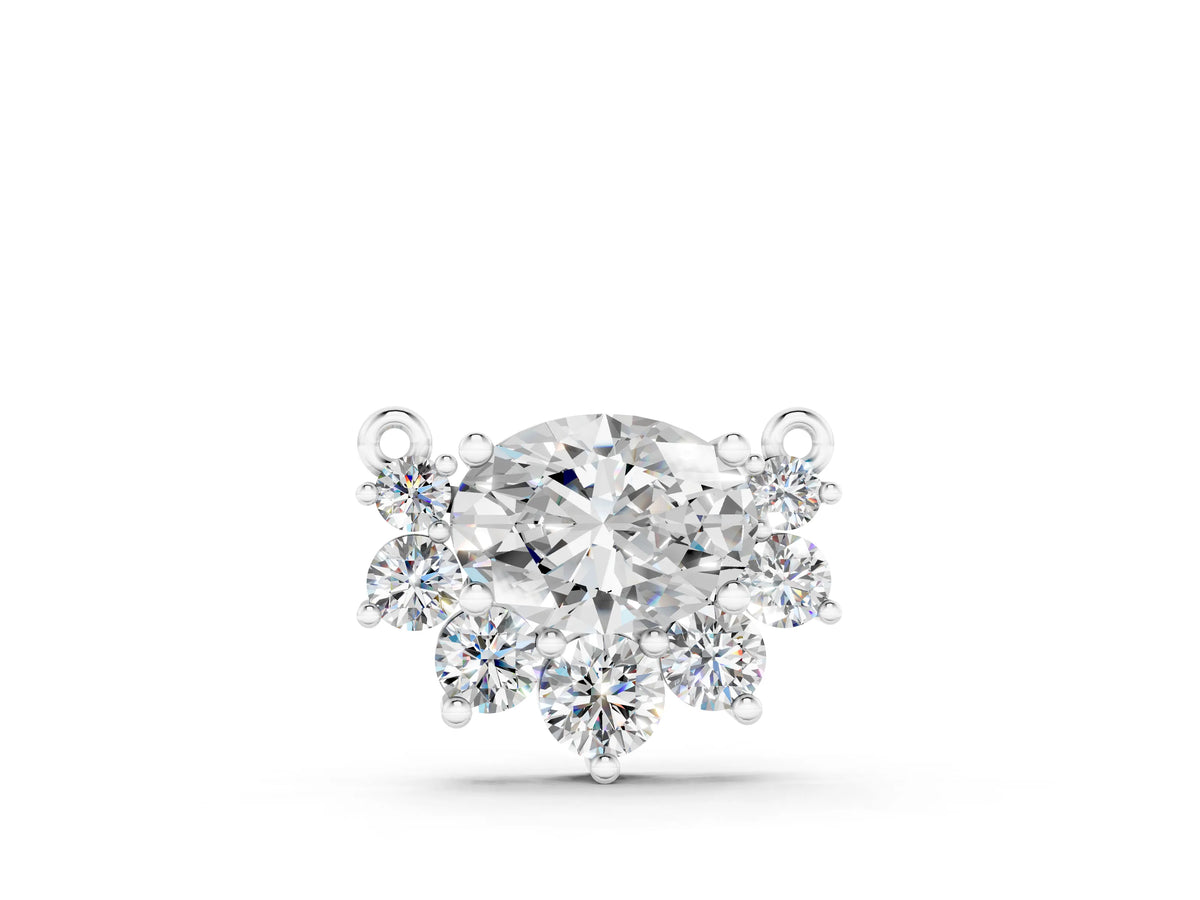 White gold Oval Diamond Cluster Pendant with Prong Setting