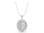 White gold Oval Diamond Floral Halo Pendant with Diamond Accents_1