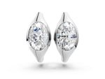 White gold Oval Diamond Framed Huggie Hoop Earrings