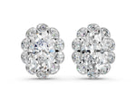 White gold Oval Diamond Halo Stud Earrings with Oval Diamond Accents