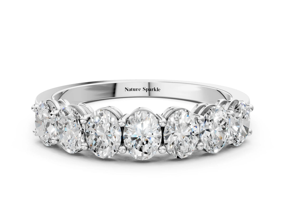 White gold Oval Diamond Shared Prong Eternity Band