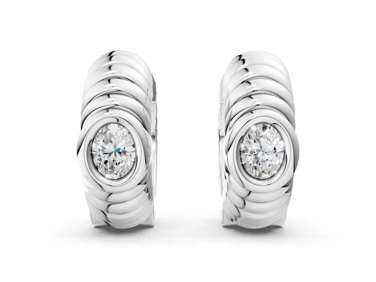 White gold Oval Diamond Vera Hoop Earrings