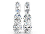 White gold Oval, Marquise and Round Diamond Huggie Drop Earrings