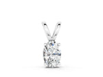 White gold Oval Solitaire Diamond Prong Pendant