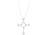 White gold Pavé Diamond Cushion Cross Pendant with Fleur-de-Lis Prongs_1