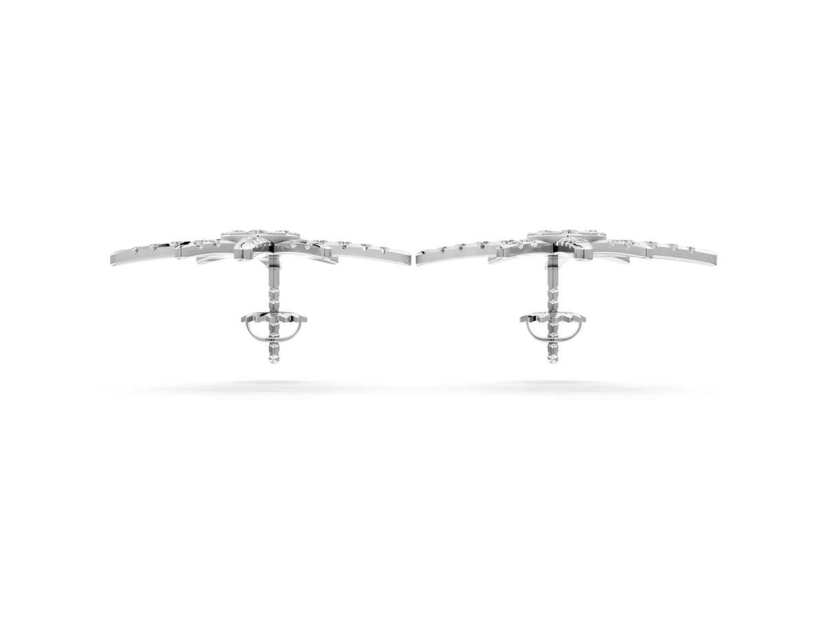 White gold Pavé Diamond Starburst Stud Earrings