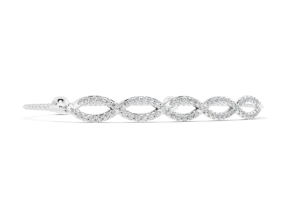 White gold Pavé Marquise Infinity Chain Bracelet with Bezel Prong Setting