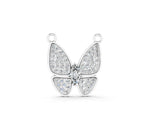 White gold Pavé Oval Prong Butterfly Pendant