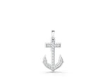 White gold Pavé Round Diamond Anchor Pendant with Four-Prong Setting