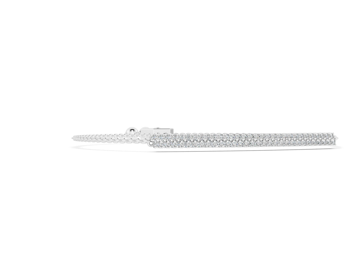 White gold Pavé Round Diamond Box Chain Slider Bracelet
