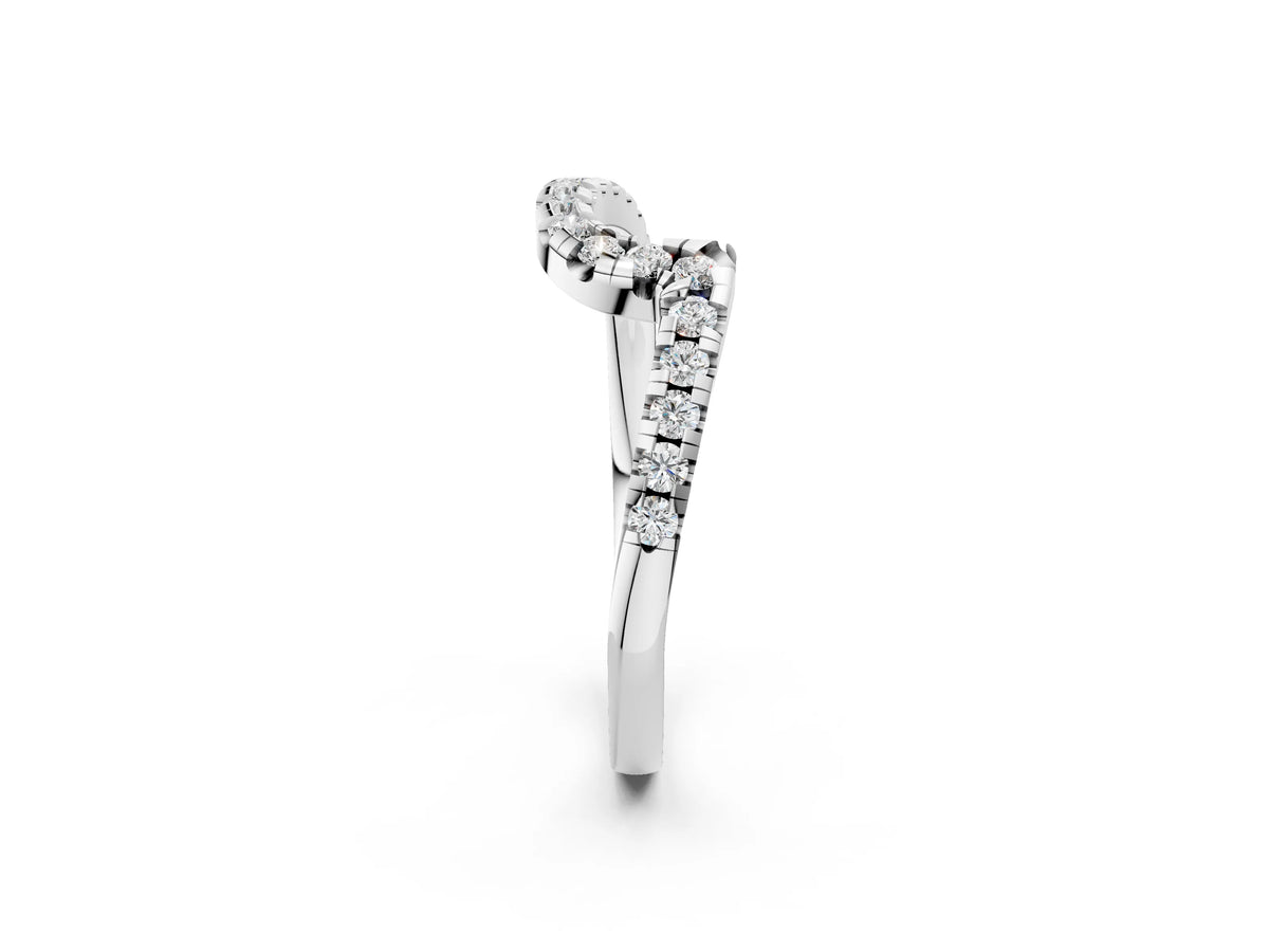 White gold Pavé Round Diamond Chevron Band with Prong Setting_2