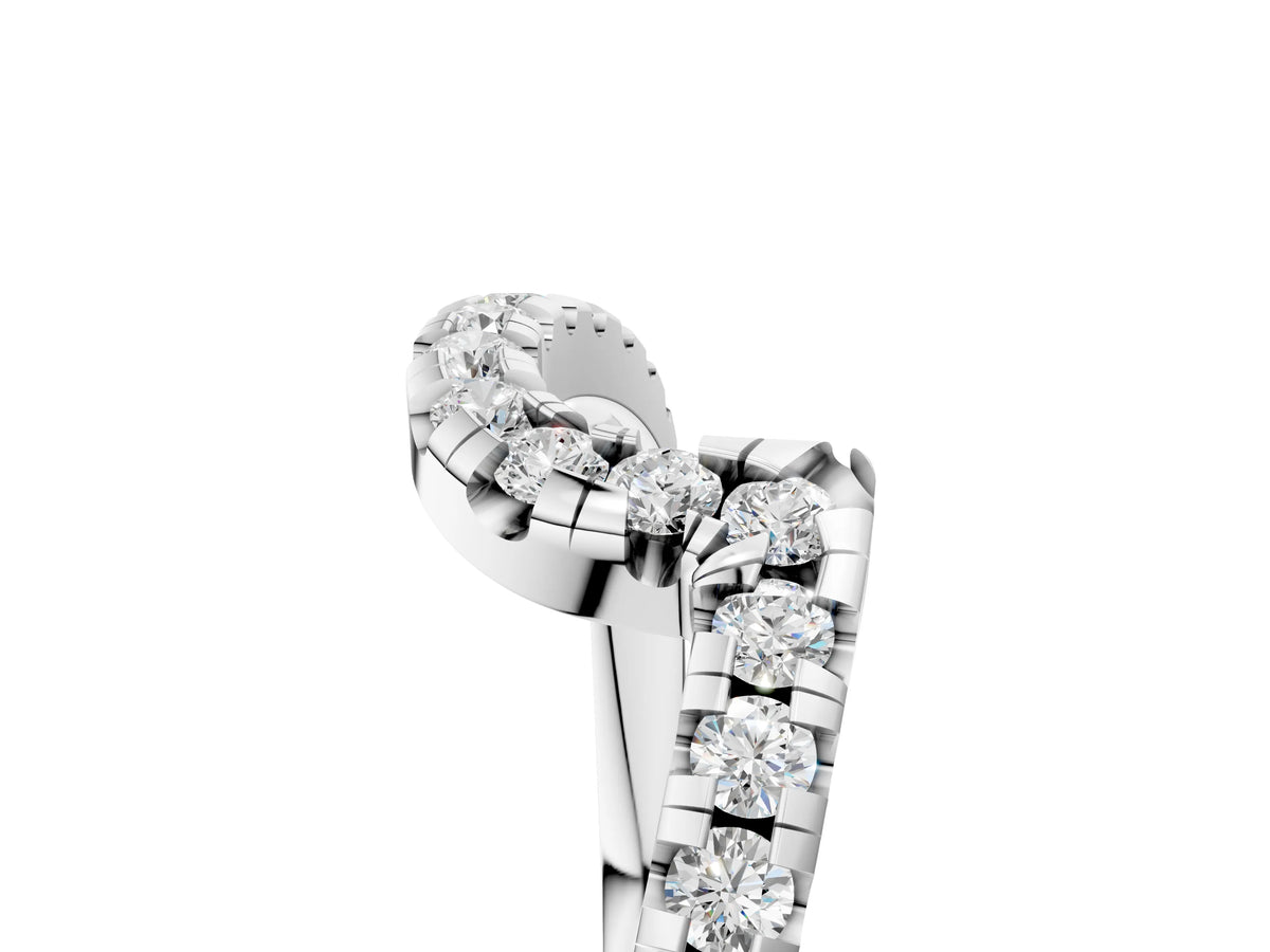 White gold Pavé Round Diamond Chevron Band with Prong Setting_5