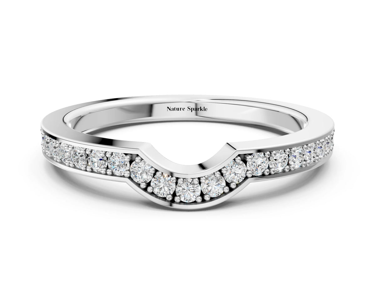 White gold Pavé Round Diamond Contour Band with Channel Setting