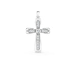 White gold Pavé Round Diamond Cross Pendant with Bezel Setting