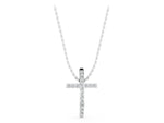 White gold Pavé Round Diamond Cross Pendant with Prong Setting_1