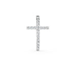 White gold Pavé Round Diamond Cross Pendant with Prong Setting