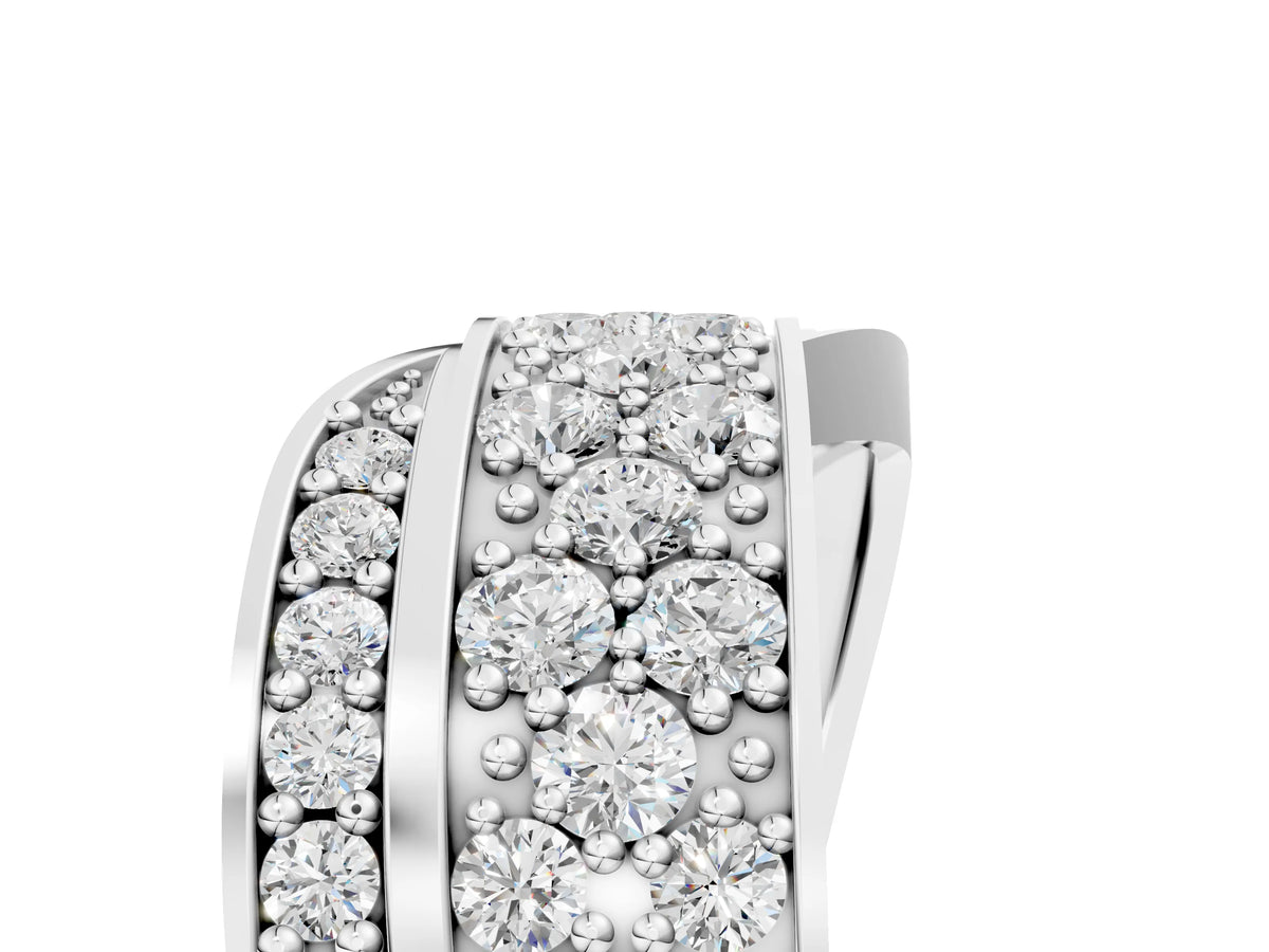White gold Pavé Round Diamond Crossover Band with Bead Prong Setting_5
