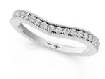 White gold Pavé Round Diamond Curved Band with Milgrain Edge_1